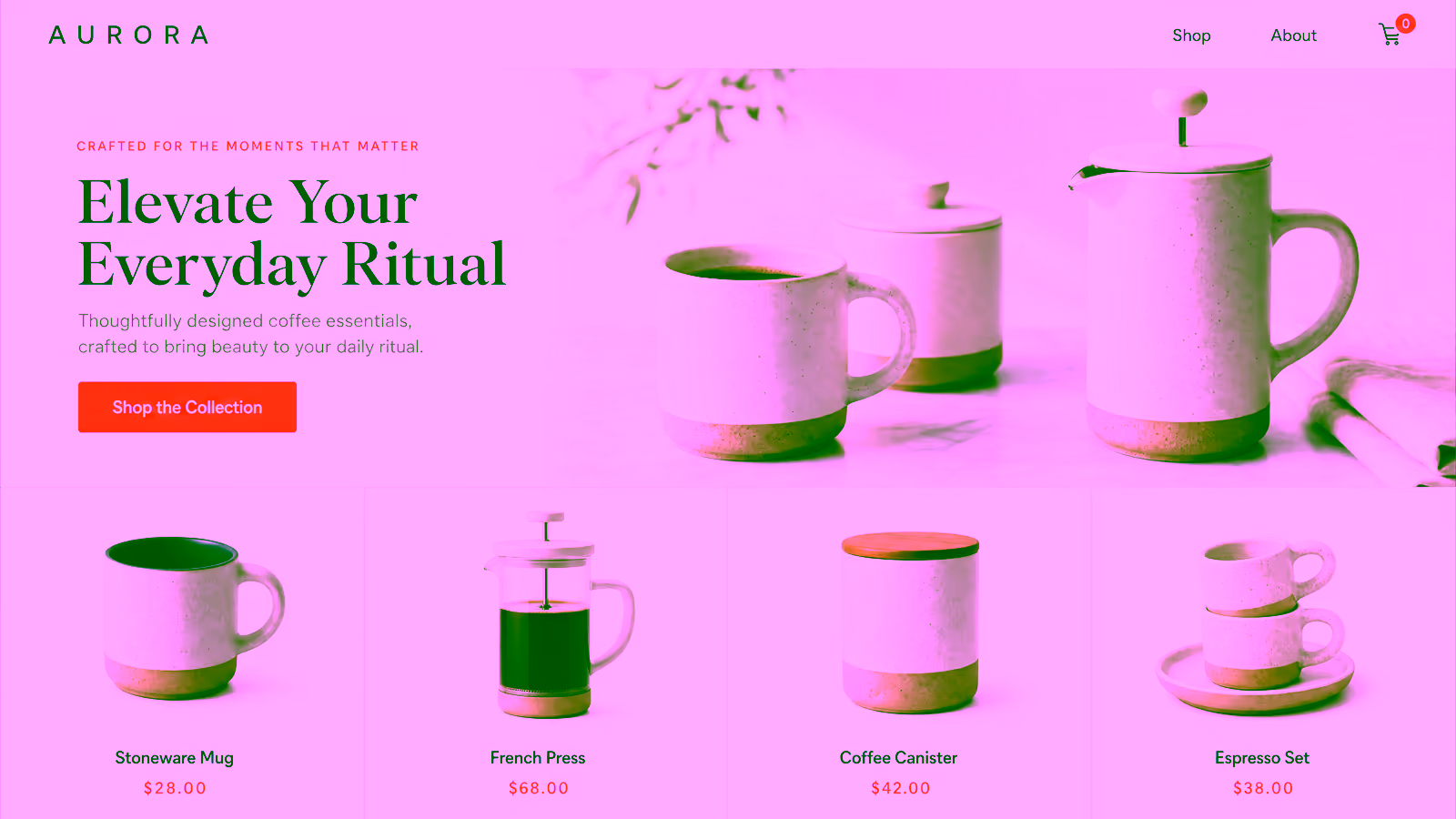 Aurora — a e-commerce website designed by DKNAPP Design